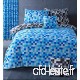 Parure de lit pour lit simple - Housse de couette pour lit simple à carreaux pixels réversible  avec taie d’oreiller bleu et gris par HBS Pixel - B06WGV57F2